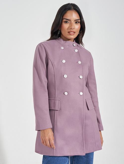 women full sleeve solid overcoat - 21571505 - Standard Image - 0