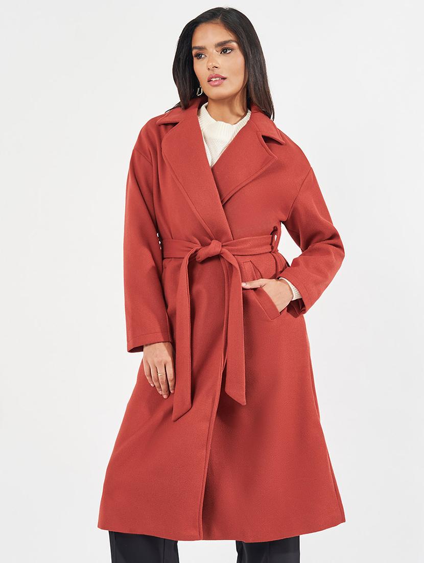 women full sleeve solid overcoat 