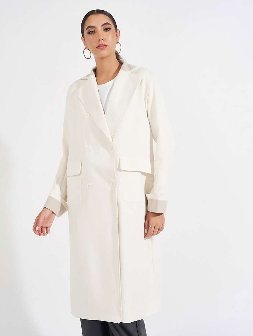women full sleeve solid overcoat  - 21571510 -  Standard Image - 3