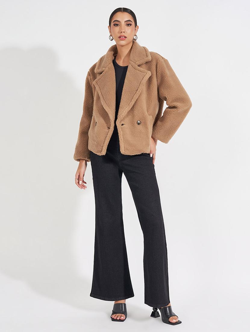 women full sleeve solid overcoat coat - 21571520 - Standard Image - 3