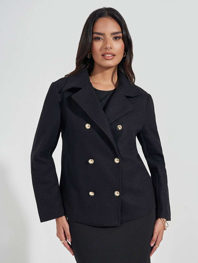 women black full sleeve solid coat - 21571523 - Zoom Image - 0