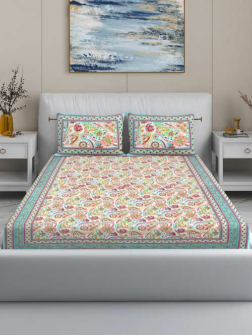 modefe 144 tc cotton 1 king bedsheet with 2 pillow covers - 21571544 - Standard Image - 0