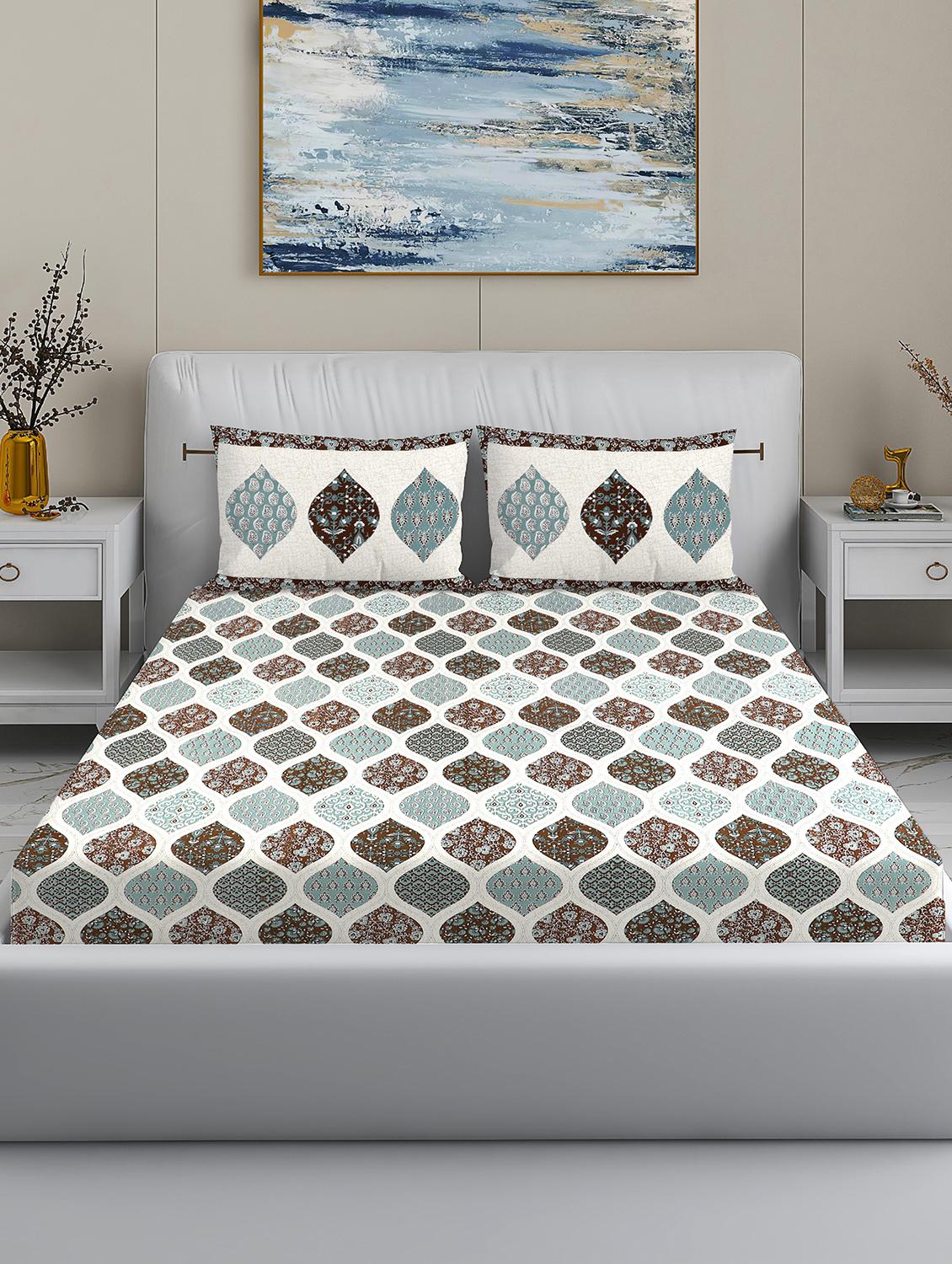 modefe 144 tc cotton 1 king bedsheet with 2 pillow covers