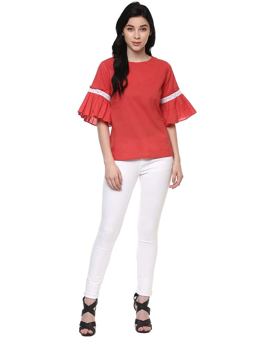women coral solid regular top - 21571618 - Standard Image - 3