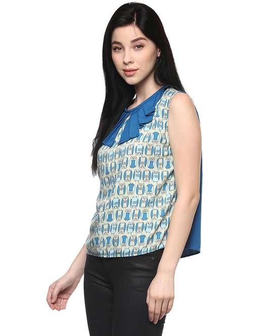 women beige printed regular top - 21571619 - Standard Image - 0