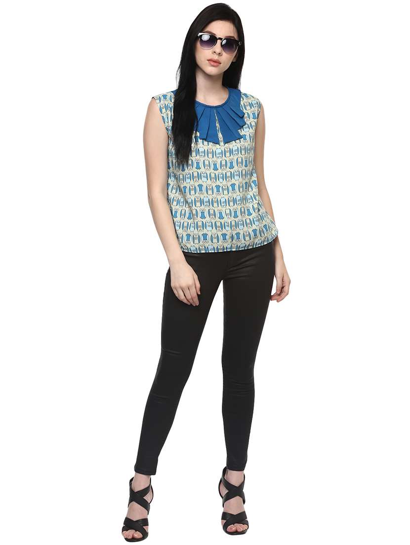 women beige printed regular top - 21571619 - Standard Image - 3