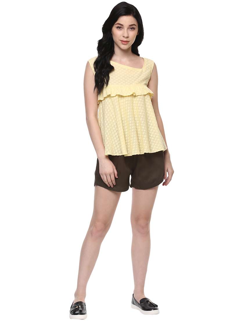 women yellow self-designed regular top - 21571620 - Standard Image - 3