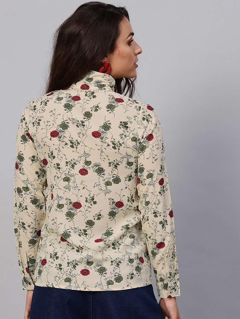 women beige printed regular top - 21571642 - Standard Image - 3