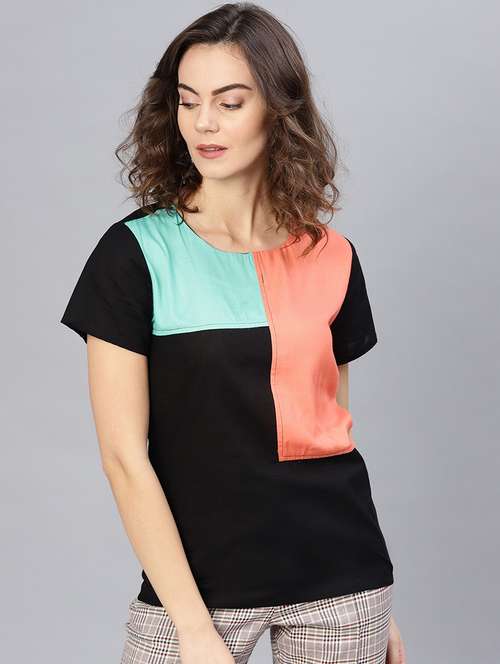 women color block regular top - 21571661 - Standard Image - 0
