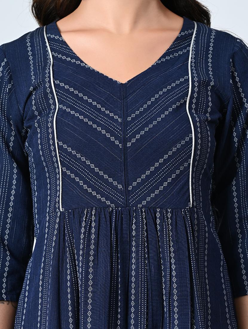 women blue stripes a-line dress - 21571970 - Standard Image - 5