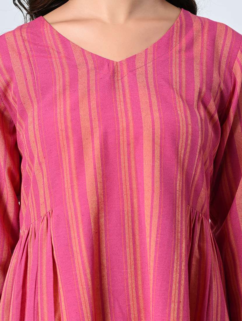 women pink stripes a-line dress - 21571971 -  Standard Image - 5