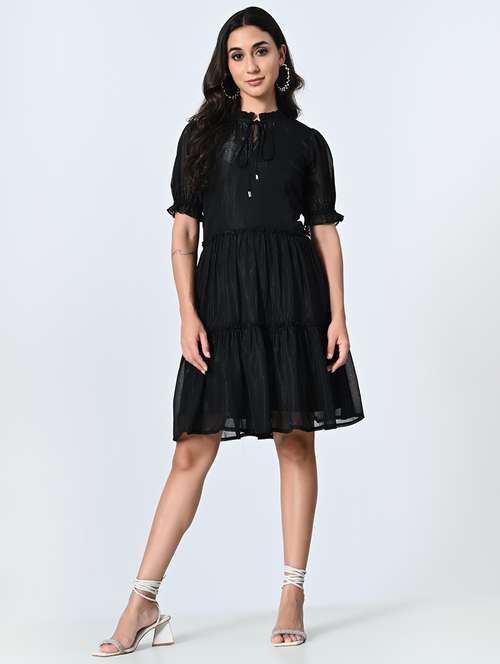 women black self-designed tiered dress - 21571973 -  Standard Image - 0