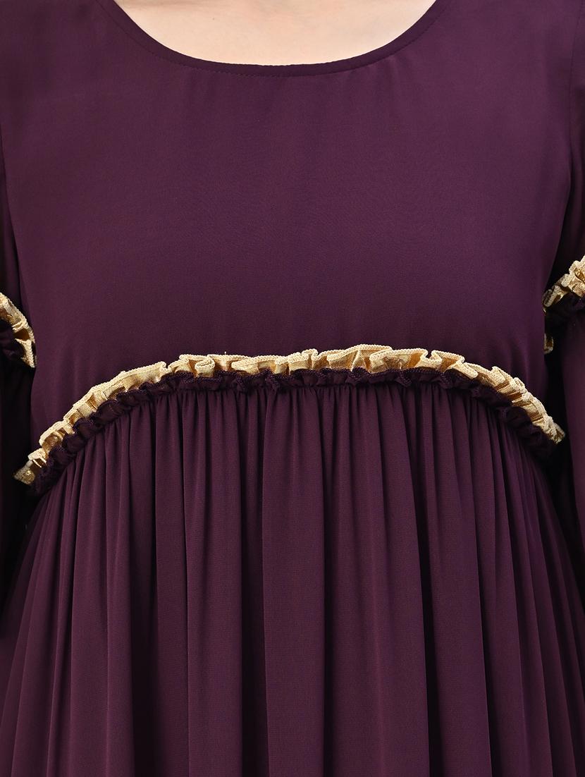 women purple solid tiered dress - 21571974 - Standard Image - 5
