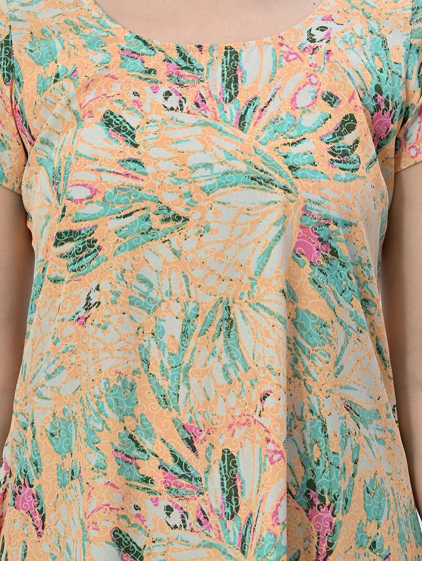 women orange floral printed a-line dress - 21571978 -  Standard Image - 5