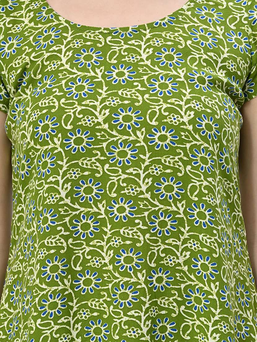 women green floral printed a-line dress - 21571980 - Standard Image - 5
