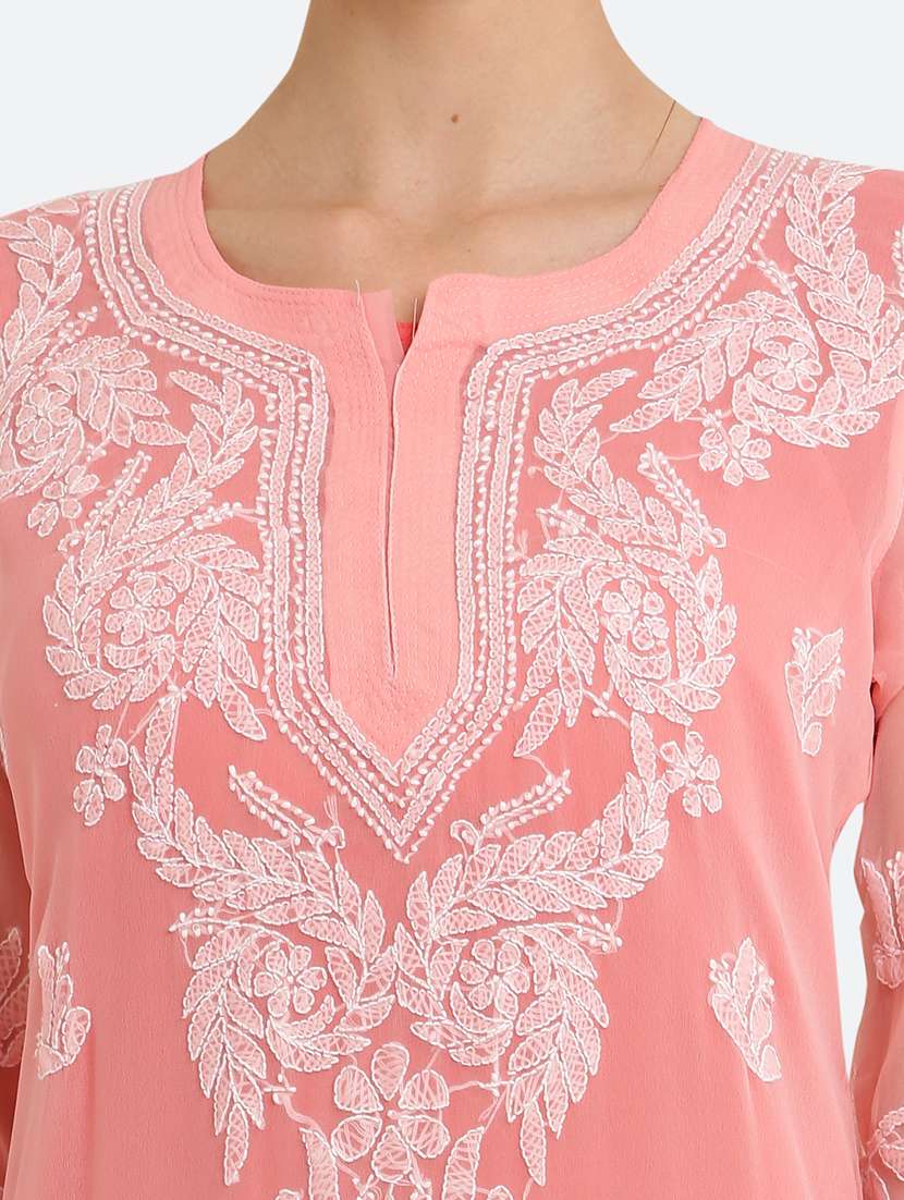 women solid with work chikankari straight kurta - 21572056 -  Standard Image - 5