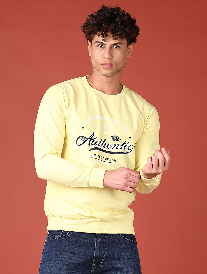 men long sleeves front print sweatshirt