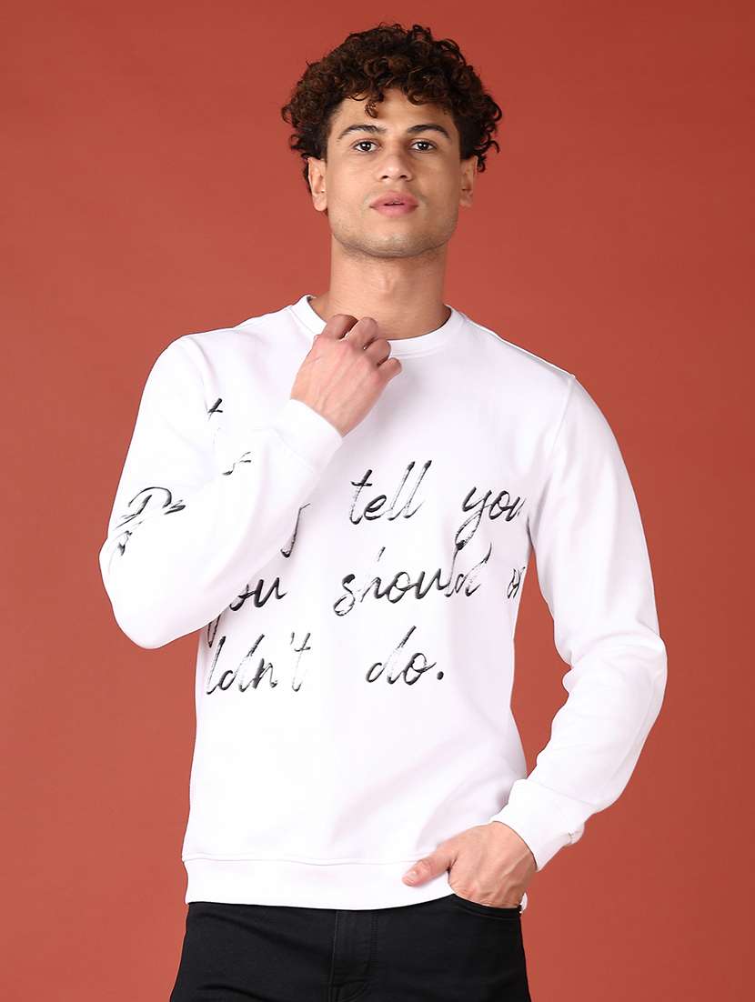 men long sleeves front print sweatshirt