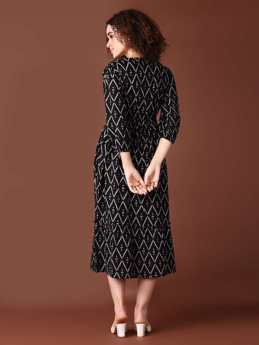 women black printed a-line ethnic dress - 21572218 -  Standard Image - 3