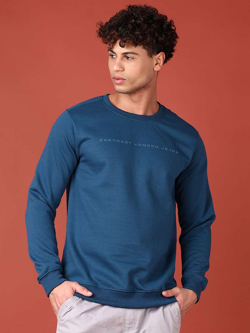 men long sleeves chest print sweatshirt