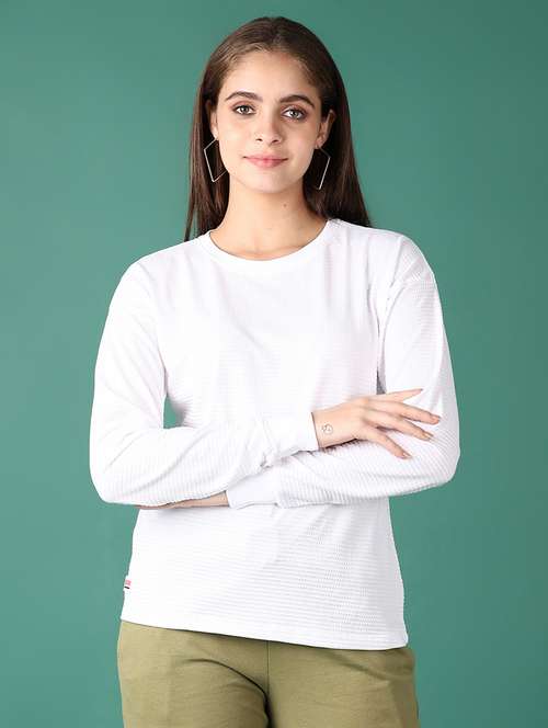women white solid long sleeve sweatshirt - 21572232 -  Standard Image - 0