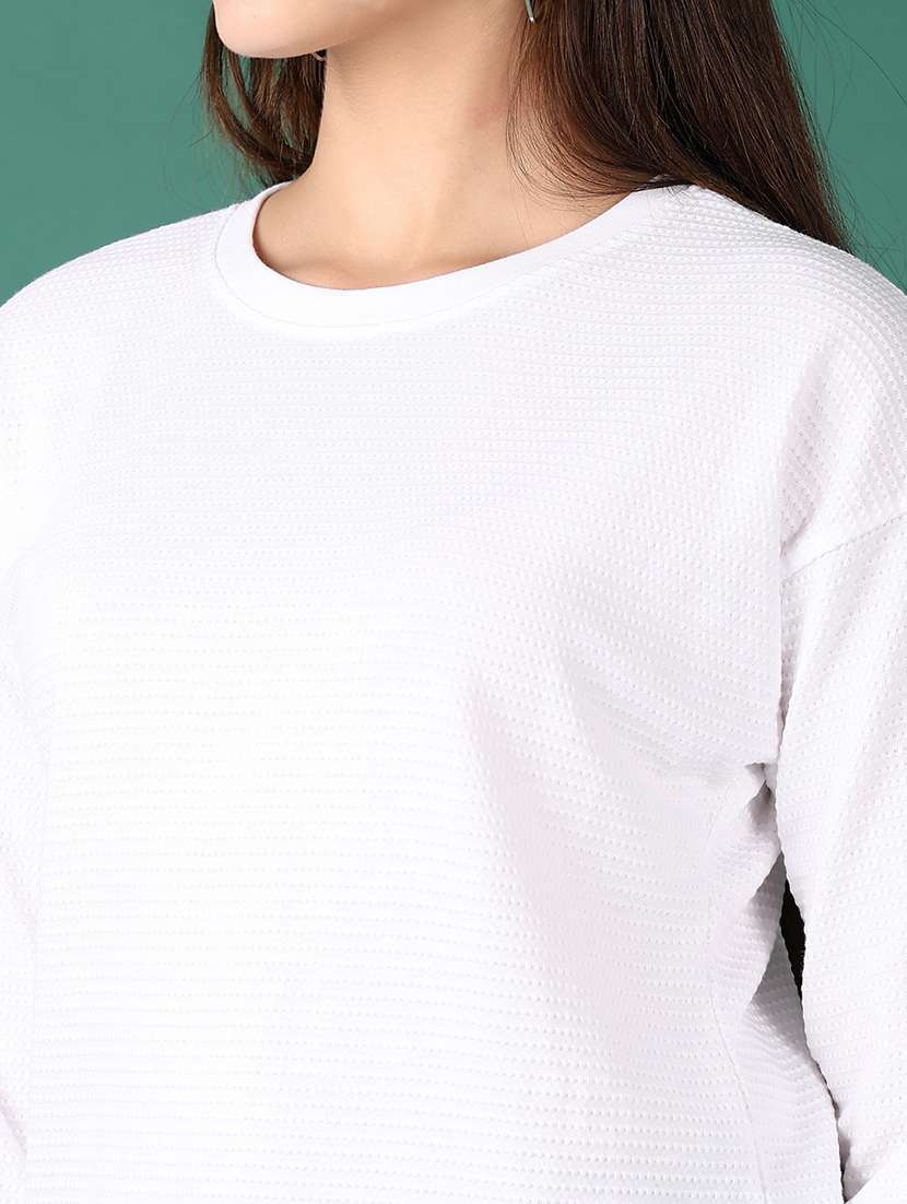 women white solid long sleeve sweatshirt - 21572232 -  Standard Image - 5