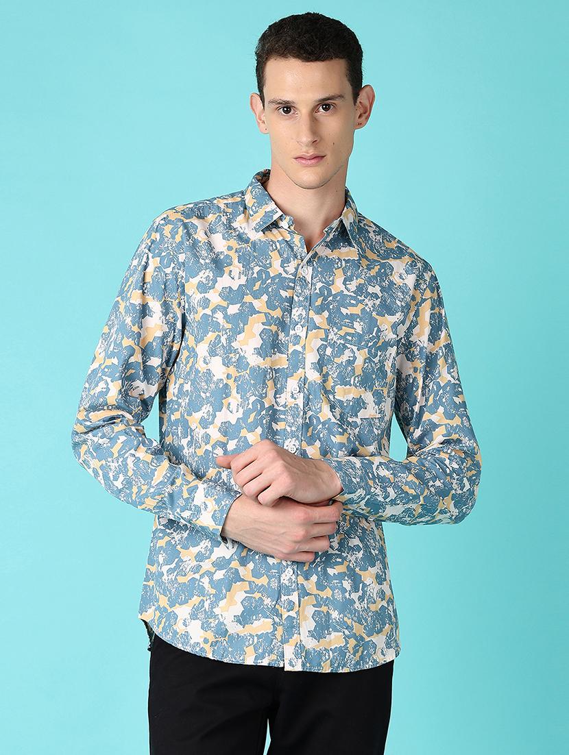 men printed collared long sleeves casual shirt - 21572233 -  Zoom Image - 0