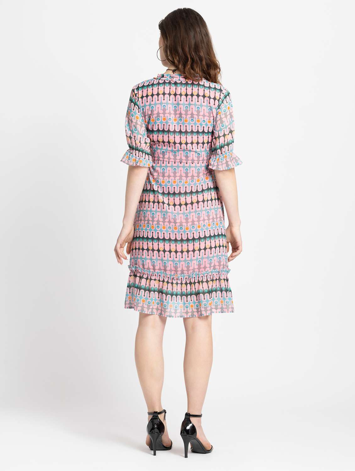 women printed v-neck a-line dress - 21572761 - Standard Image - 3