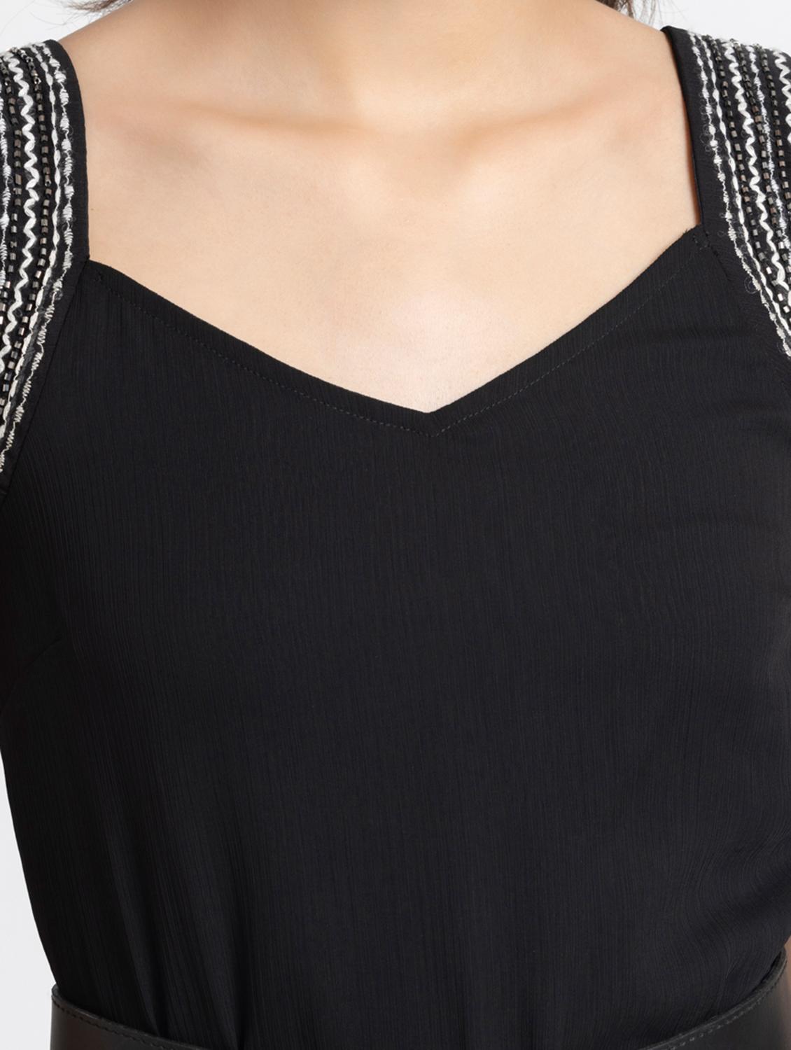 women black solid a-line dress - 21572770 - Standard Image - 5