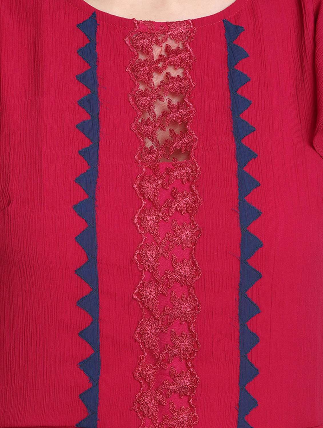 women solid lace detailed asymmetric dress - 21572773 - Standard Image - 5