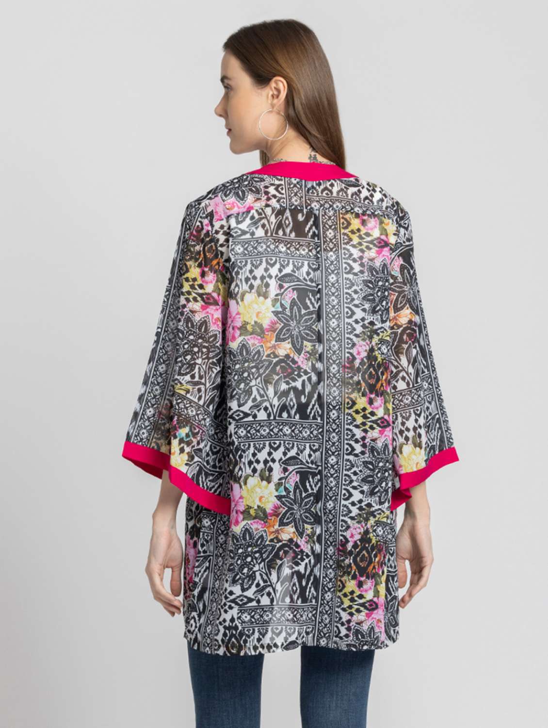 women black printed long shrug - 21572967 - Standard Image - 3