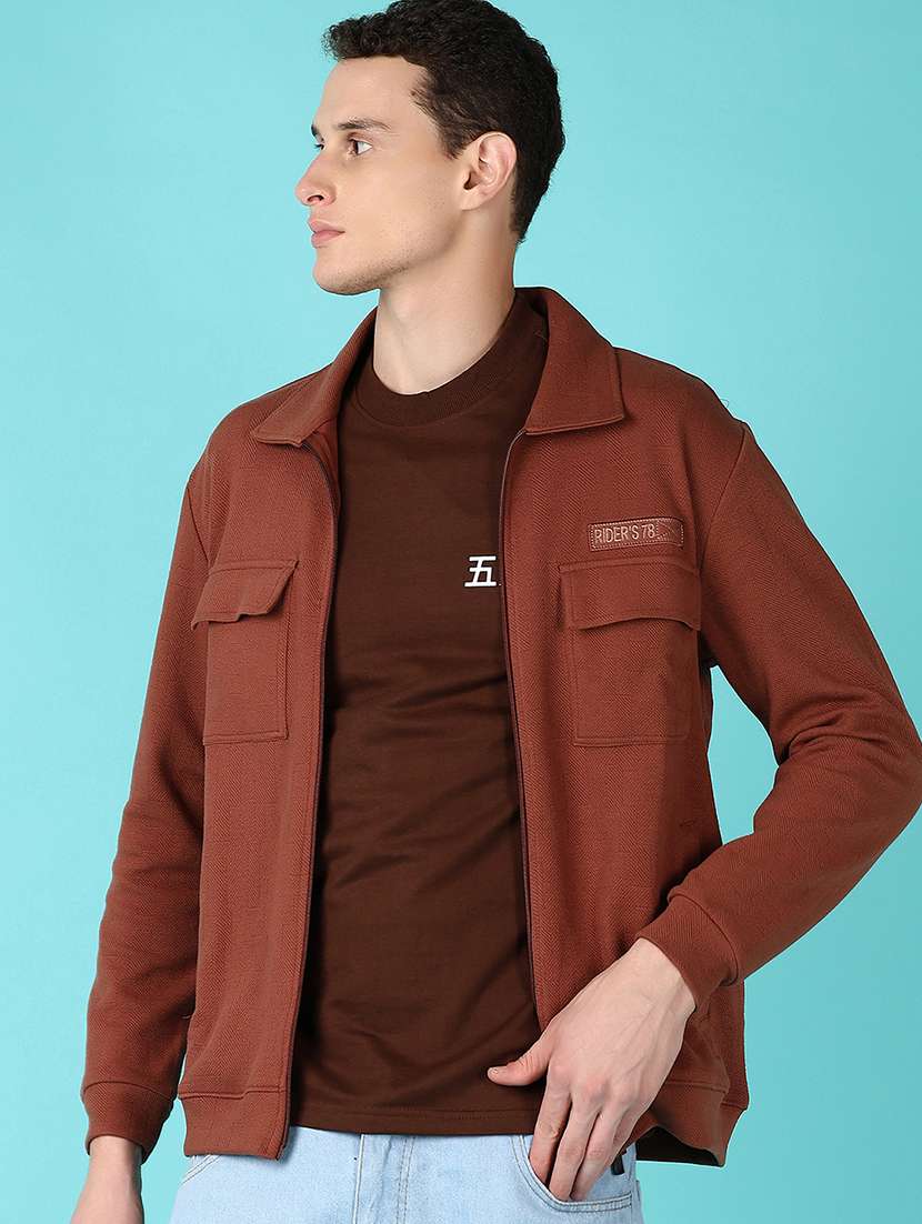 men long sleeves solid casual jacket - 21573075 -  Standard Image - 3