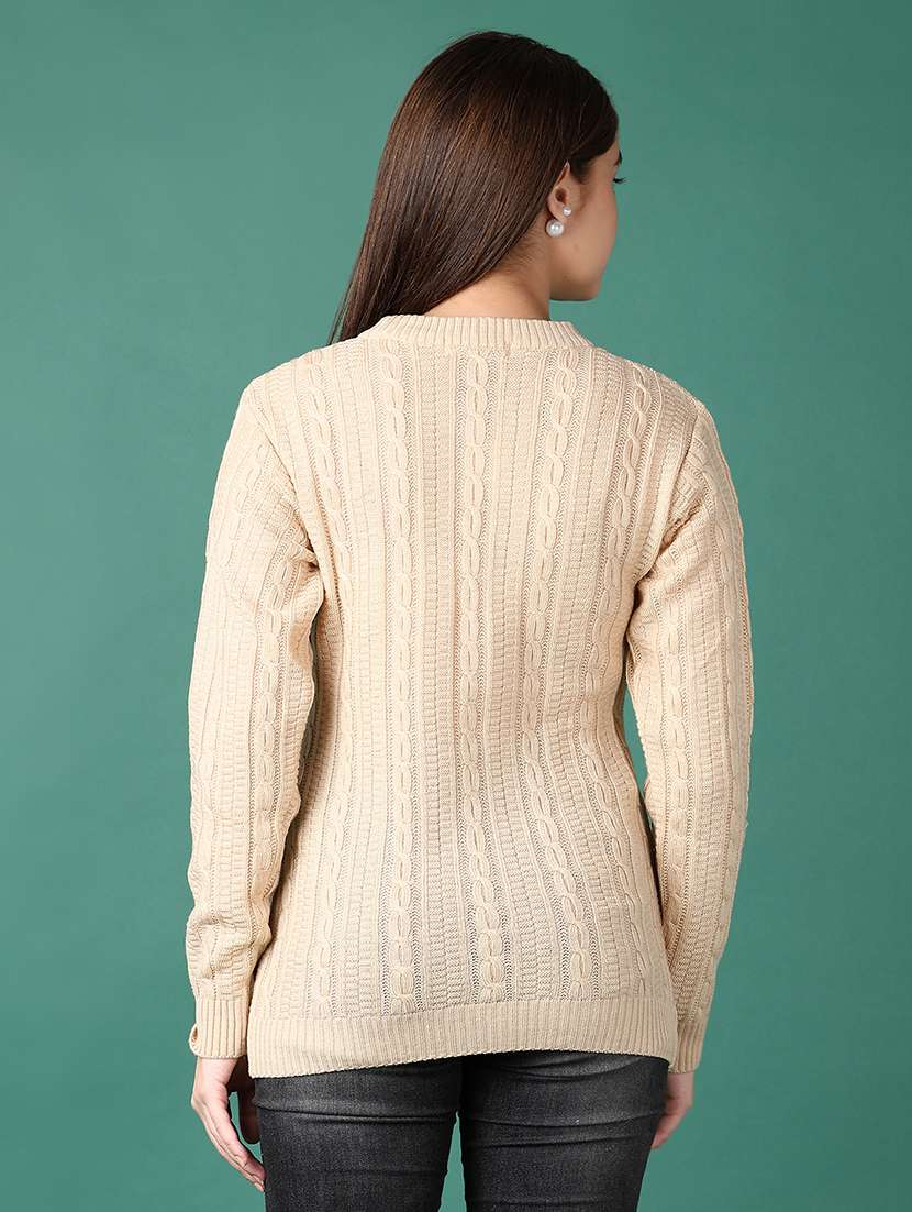 women long sleeves self design pullover - 21573076 -  Standard Image - 3