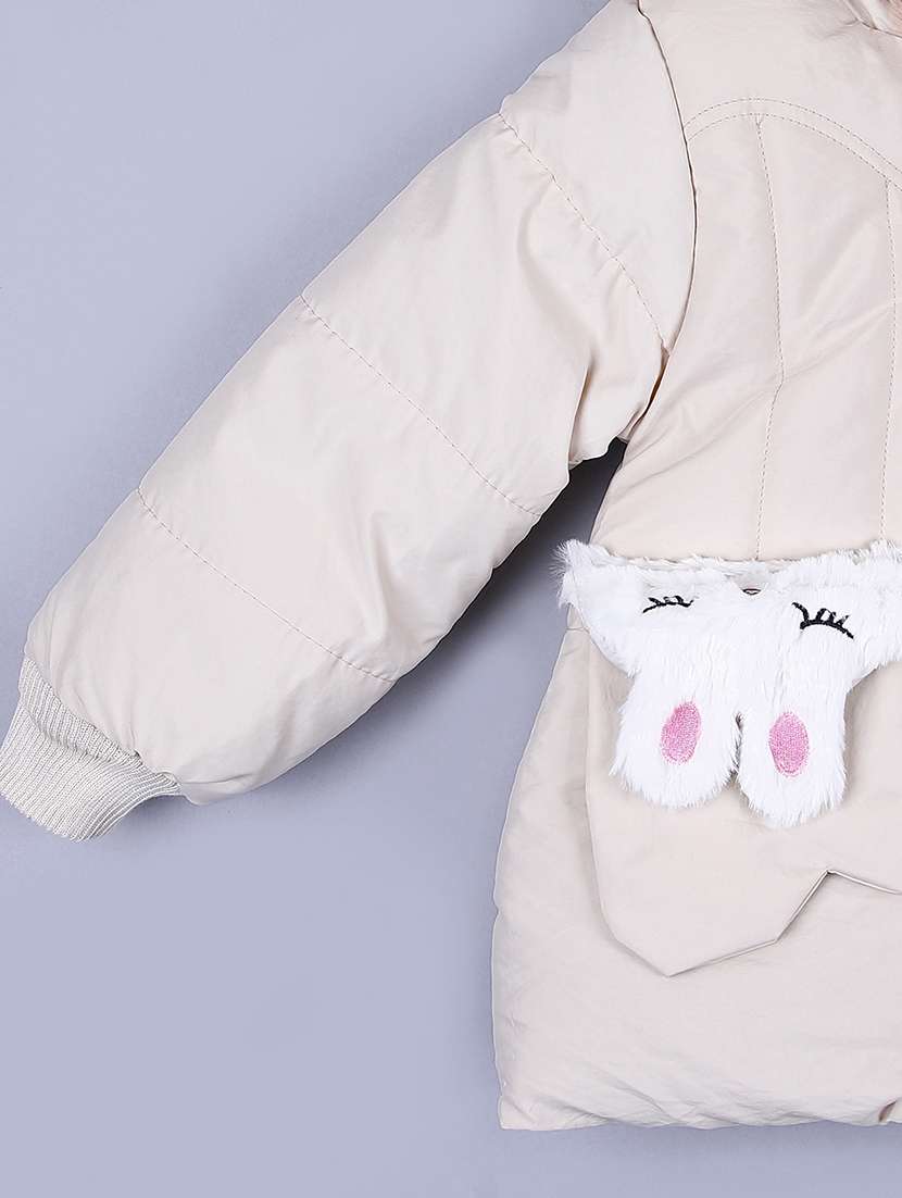 girls solid hooded quilted jacket - 21573081 -  Standard Image - 3