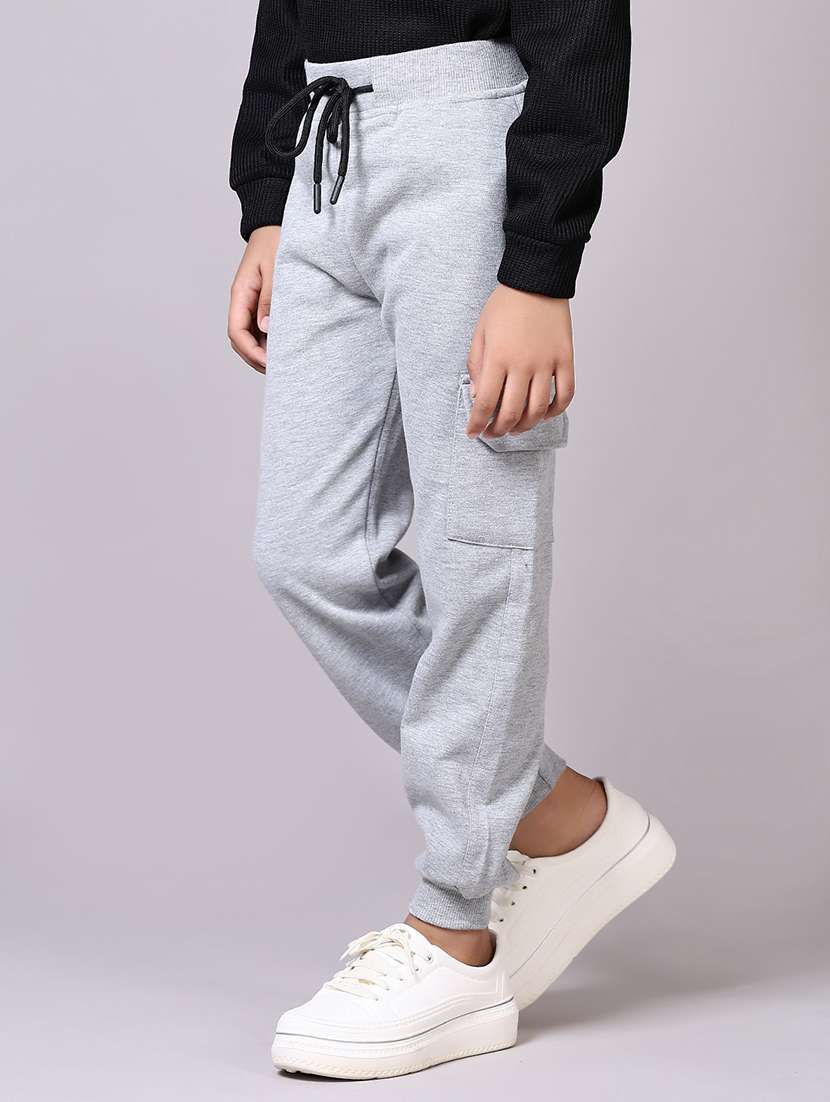 boys grey solid mid rise jogger - 21573118 -  Standard Image - 5