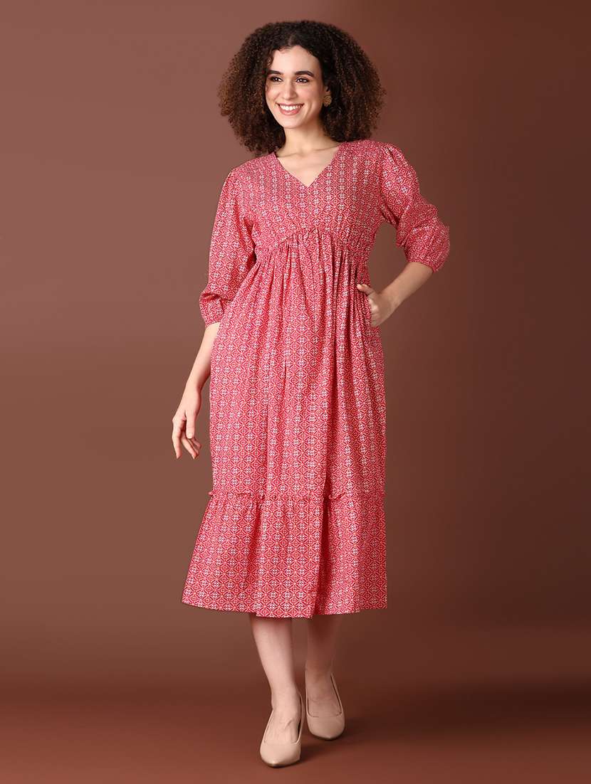 women red printed a-line ethnic dress