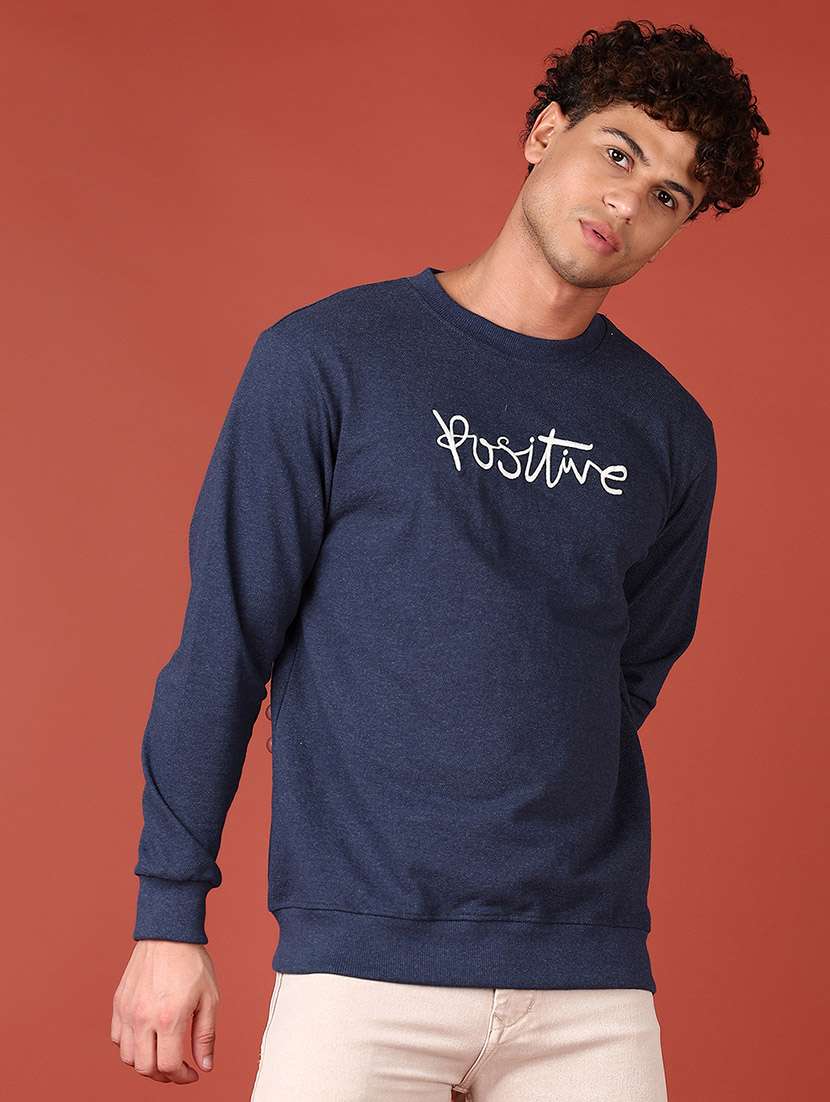 men long sleeves chest print sweatshirt