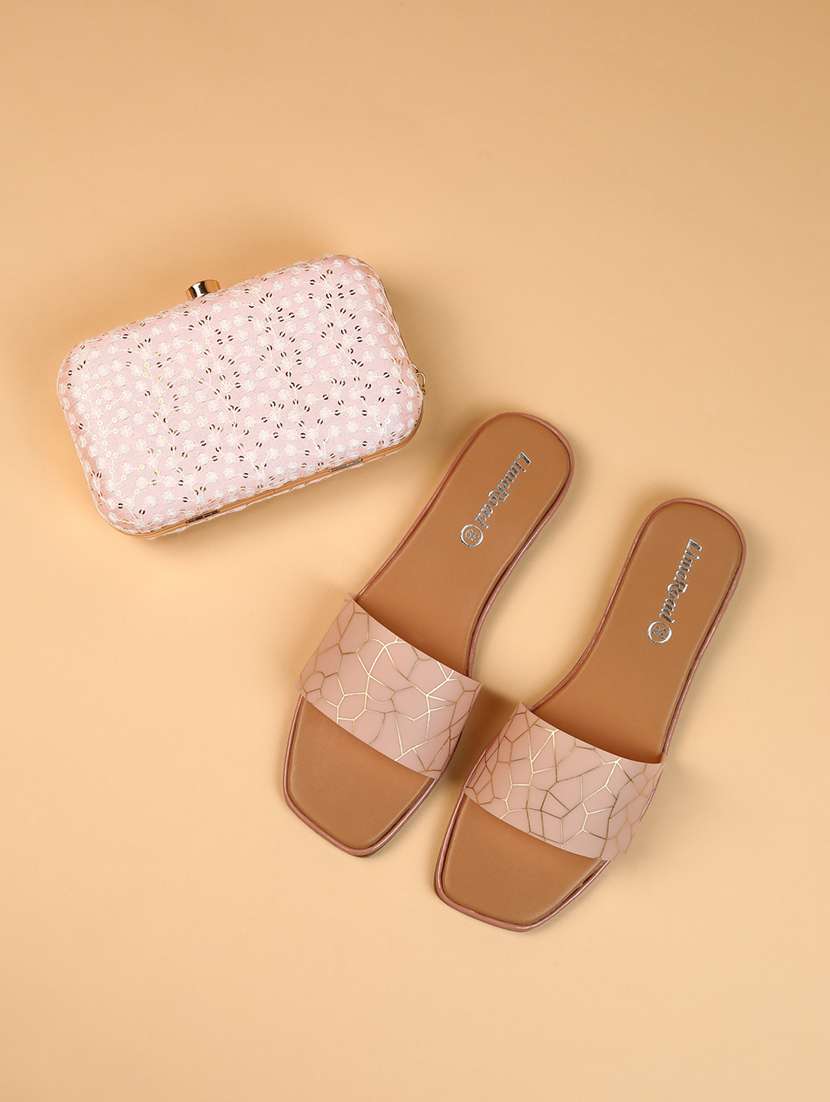 women peach slip on sandal