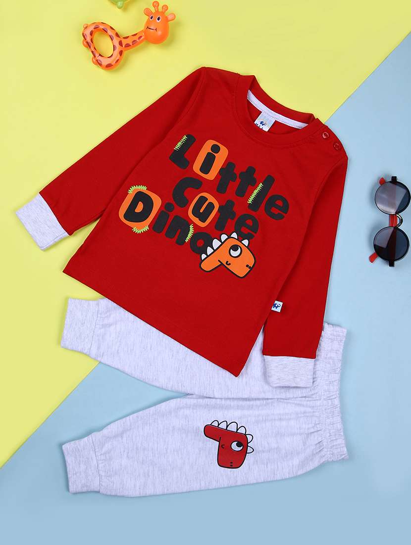 boys typography printed t-shirt & jogger full length sets