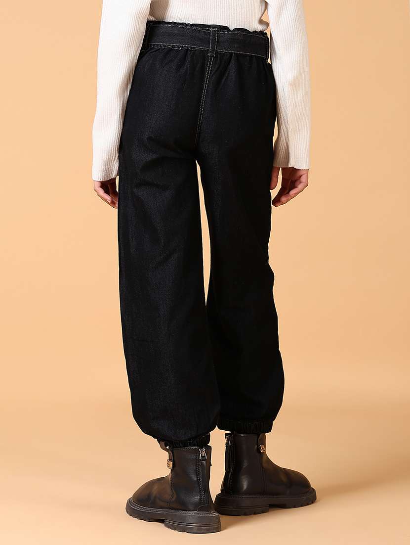 girls black plain joggers - 21573274 -  Standard Image - 3