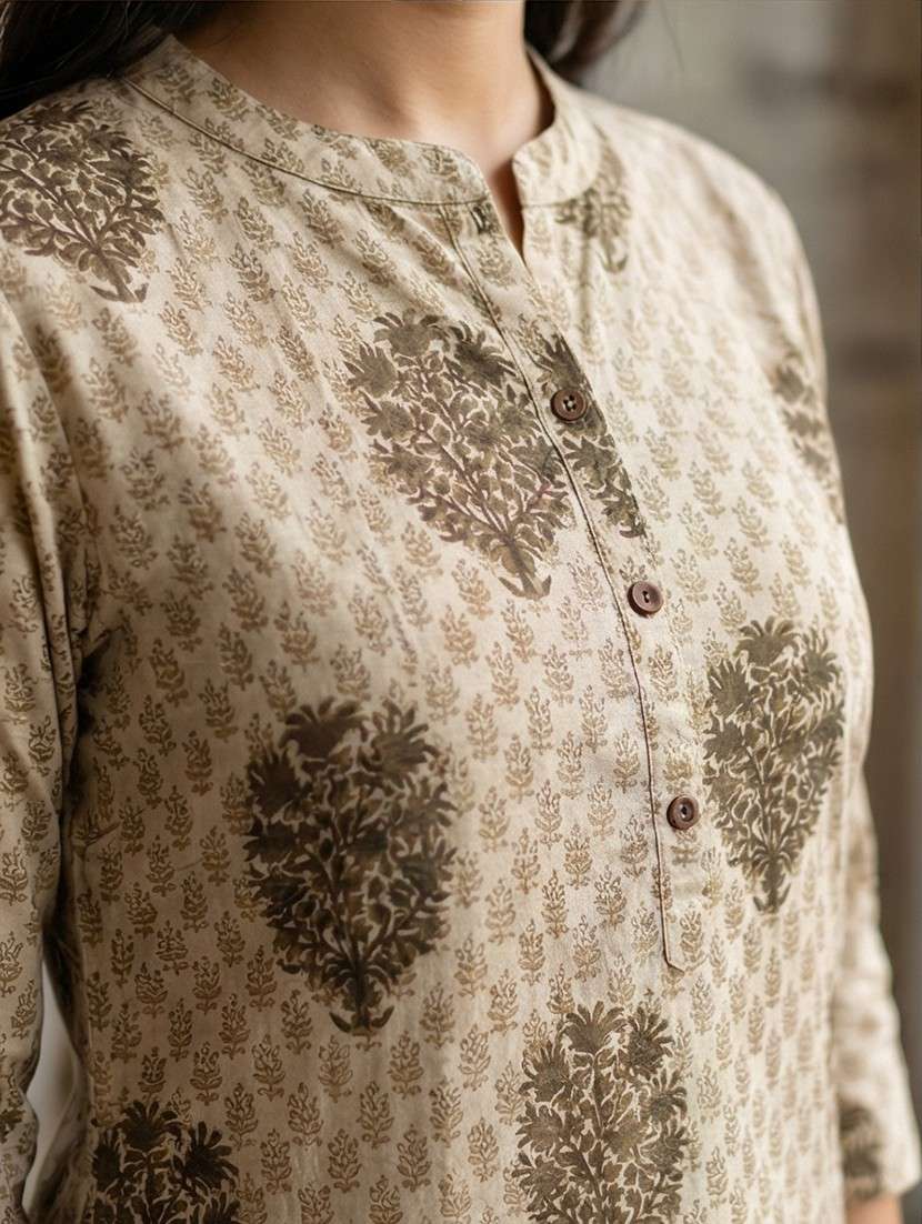 women printed three quarter sleeve straight kurta - 21573564 -  Standard Image - 3