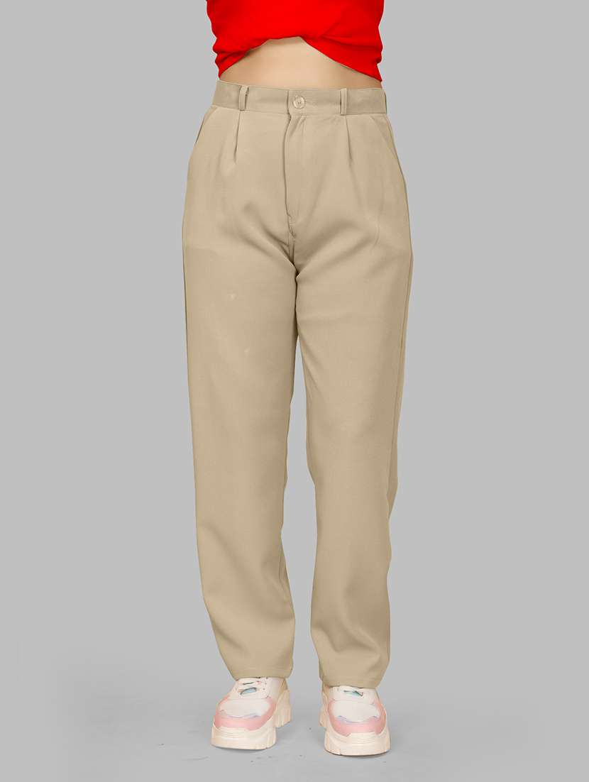 women solid pleated tailored pant - 21573669 - Zoom Image - 0