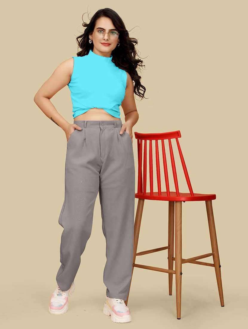 women solid pleated tailored pant - 21573672 - Standard Image - 3