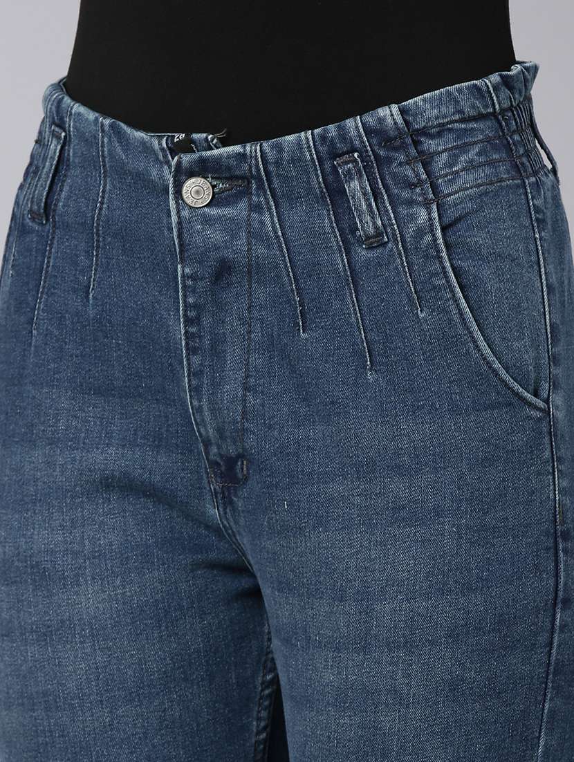 women navy blue denim plain jeans - 21573675 -  Standard Image - 5