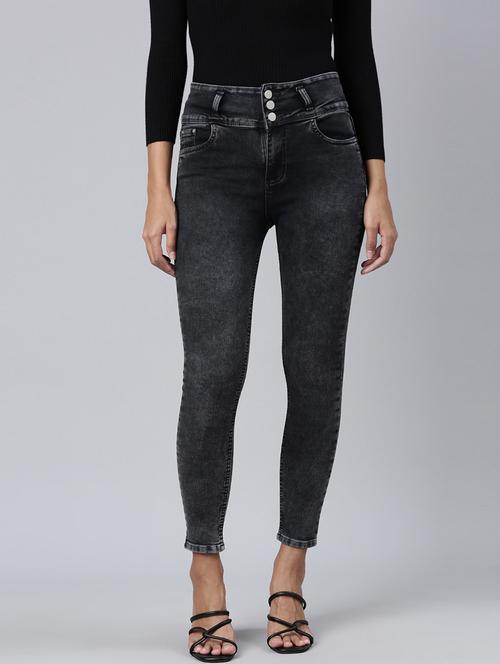 women black denim plain jeans - 21573676 -  Standard Image - 0
