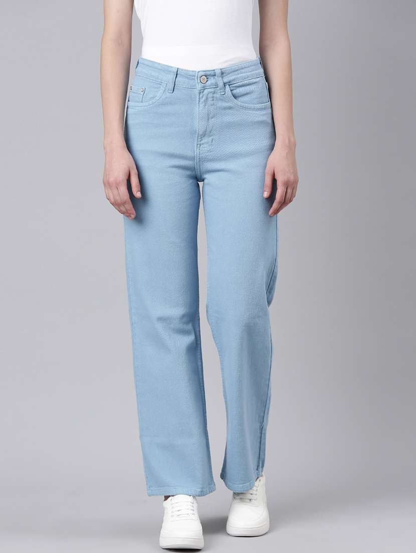 women light blue denim plain jeans