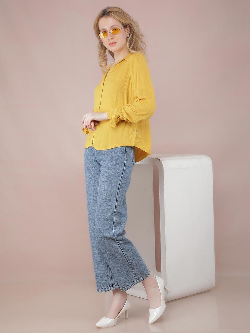 yellow viscose regular shirt - 21573778 - Standard Image - 3