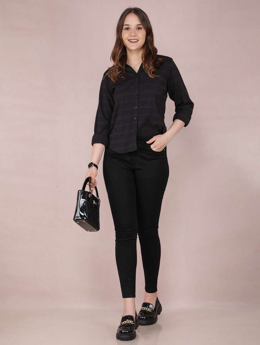 black viscose regular shirt - 21573781 - Standard Image - 3