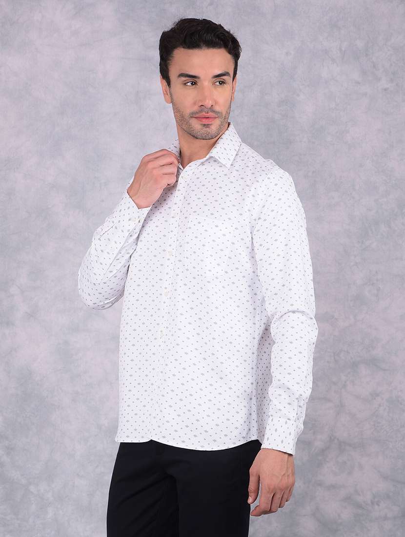 men long sleeve printed casual shirt