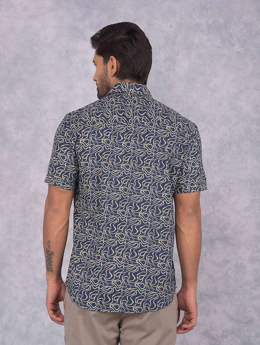 men printed slim fit short sleeve casual shirt - 21573865 -  Standard Image - 3